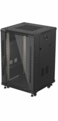 Lanberg FF01-6618-12B rack 18U Volně stojící rack Černá