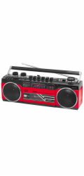 Radiomagnetofon Trevi, RR 501BT/RD, MW/FM/SW1-2, autostop, USB, čtečka SD, Bluetooth, vestavěný mikrofon, 230 V/4xD, barva červená