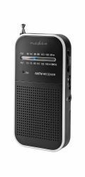 NEDIS přenosné rádio/ AM/ FM/ napájení z baterie/ analogové/ 1.5 W/ výstup pro sluchátka/ hliník/ černé