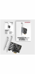 AXAGON PCEU-43RS, PCIe řadič, 4x USB 3.2 Gen 1 port, 5 Gbps, napájení z PCIe nebo SATA, SP & LP