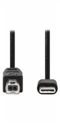 NEDIS kabel USB 2.0/ zástrčka USB-C - zástrčka USB-B/ 480 Mbps/ poniklovaný/ černý/ bulk/ 1m
