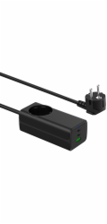 Akyga Nabíječka univerzální AC 230V + USB-A + 2xUSB-C PD 5-20V/max. 5A/65W Quick Charge 3.0 GaN, černá