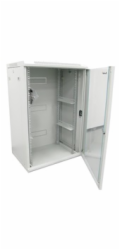 XtendLan 19" nástěnný rozvaděč 15U 600x600, nosnost 60 kg, skleněné kouřové dveře, rozložený, šedý
