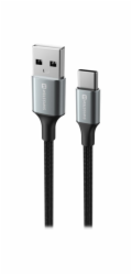 SWISSTEN DATOVÝ KABEL TEXTILE II USB / USB-C 1,5 M ČERNÝ