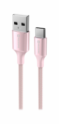 Swissten datový kabeltextile ii usb / usb-c 1,5 m růžový