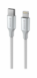SWISSTEN DATOVÝ KABEL TEXTILE II USB-C / LIGHTNING 1,5 M BÍLÝ