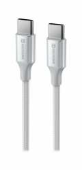 Swissten datový kabel textile ii usb-c / usb-c 1,5 m bílý