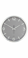 NEDIS nástěnné hodiny/ průměr 300 mm/ rádiem řízený čas/ tichý pohyb/ hliník/ šedé
