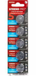 Baterie Strend Pro, lithiová, knoflíková, CR2032, 3V, blistr, 5 ks