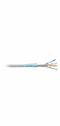 FTP kabel LYNX, Cat6, drát, PVC, Dca, šedý, 305m cívka