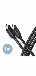 AXAGON BUCM3-CM10AB, SPEED kabel USB-C <-> USB-C, 1m, USB 3.2 Gen 1, PD 60W 3A, ALU, oplet, černý
