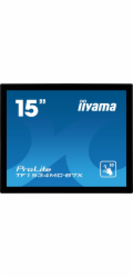 15" iiyama TF1534MC-B7X: TN, XGA, capacitive, 10P, 370cd/m2, VGA, DP, HDMI, IP65, černý