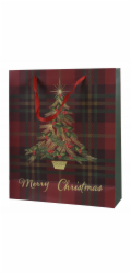 Dárková taška Decoris Tree, 8 cm x 24 cm x 18 cm, zelená