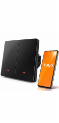 Qoltec 52708 Chytrý 2násobný vypínač světel | WiFi | Časovač | Tuya | Chytrý život | Černá