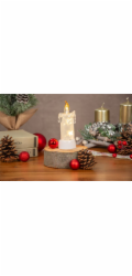 Svíčka MagicHome Vánoce, 3x LED, teplá bílá, interiér, 5x13,5 cm, prodejní box