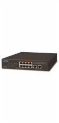 Planet FSD-1008HP Planet FSD-1008HP PoE switch 10x 100Mb, 8xPoE 802.3at 30W/120W, VLAN, extend mód 10Mb/s do 250m, fanless