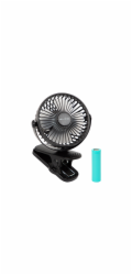 Stolní ventilátor s klipem 10cm USB + baterie, černý