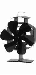 Ventilátor Strend Pro, krbový, stojanový, poháněný teplem, 6-lopatkový, černý, funkce oscilace