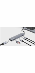 MANHATTAN Dokovací stanice USB-C 7v1, 1xHDMI, 2xUSB-C, 2xUSB, čtečka SD karet, šedá