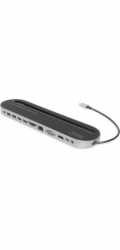 Digitus 12portová dokovací stanice USB-C, šedá, HDMI, VGA, 2x USB-C, 4x USB-A, RJ45, 1x 3,5 mm, SD / MicroSD