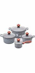 PROMIS Sada hrnců GRANITE, rendlík 16 cm, hrnce 20,24,28 hnědé rukojeti