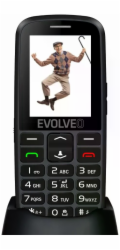 EVOLVEO EasyPhone EG, mobilní telefon pro seniory s nabíjecím stojánkem, černá