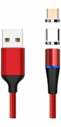 PREMIUMCORD Magnetický micro USB a USB-C nabíjecí a datový kabel 1m, červený