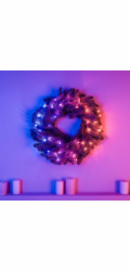 Třpytivý předsvícený věnec 50 RGB LED Zelený drát Zástrčka typu C