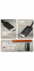 AXAGON RVD-HI20C2, DisplayPort -> HDMI 2.0b redukce / kabel 1.8m, 4K/60Hz