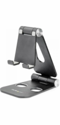 Startech Phone and Tablet Stand, Foldable Universal Mobile Device Holder for Smartphones & Tablets, Adjustable Multi-Angle Viewing Ergonomic Cell Phone Stand for Desk, Portable, Black - Foldable Phone