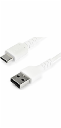 StarTech 1m USB A to USB C Charging Cable, Durable Fast Charge & Sync USB 2.0 to USB Type C Data Cord, Rugged TPE Jacket Aramid Fiber M/M 3A White, Samsung S10, S20, iPad Pro, Pixel - Heavy Duty and R