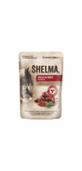 SHELMA Rich in beef in sauce - mokré krmivo pro kočky - 85g