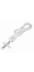Activejet šňůrka s nabíjecím kabelem 3v1 bílá. Koncovky s různými konektory: USB-C, adaptér Lightning, USB-A