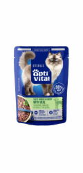 OPTIVITAL Sterile Tasty shreds in gravy with veal - mokré krmivo pro kočky - 85g