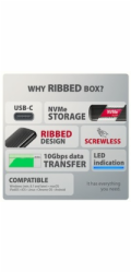 AXAGON EEM2-SC, USB-C 10Gbps externí box pro M.2 NVMe SSD, bezšroubový, žebrovaný hliník
