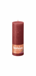 Svíčka, válcová Bolsius Rustic, 19/6,8 cm, červená