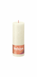Svíčka, válcovitá Bolsius Rustic, 19/6,8 cm, barva slonové kosti.