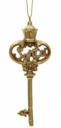 Vánoční hračka na stromeček Decoris Key, zlatá, polyresin