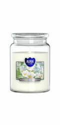 Svíčka AURA, ve skle, kvetoucí jasmín, 100h, 500g