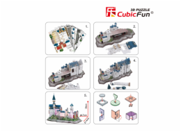 CubicFun - Puzzle 3D Zámek Neuschwanstein s LED světlem - 128 dílků