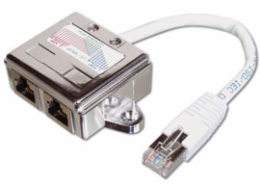 Digitus CAT 5e, 2x 1: 1, propojovací adaptér, stíněný 2x RJ45-zásuvka na 1x RJ45-Plug, délka 0,19 m