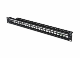 Digitus Neosazený Patch Panel, 24 port, stíněný, 1U, černý