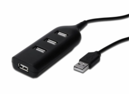 DIGITUS USB 2.0 Hub 4-Port 4 x USB A/F at Connected Cable