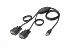 Digitus Adaptér USB na sériový port, RS232 2 x RS232, typ kabelu, Čipset: FT2232H, 1,5 m