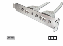 Digitus záslepka slotu s 2 USB porty + kabel 2x5pin 0,25m