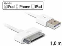 Delock USB napájecí a datový kabel iPod, iPhone, iPad, bílý, 1,8m