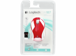 Logitech M 187 cordless Mini Mouse USB červená