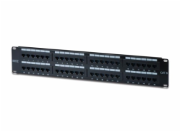 Digitus DN-91648U Digitus CAT 6 patch panel, nestíněný, 48 portů RJ45, 8P8C, LSA, 2U, montáž do stojanu, bl, 482x44x109 mm