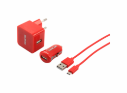 SENCOR Nabíječka SCO 516-000RD USB KIT 1M/WALL/CAR SENCOR