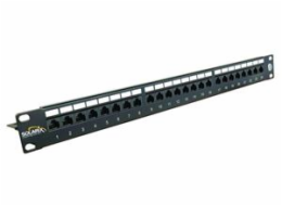 SOLARIX patch panel, CAT6, 24 x RJ45 , UTP, s vyvazovací lištou, černý, 1U